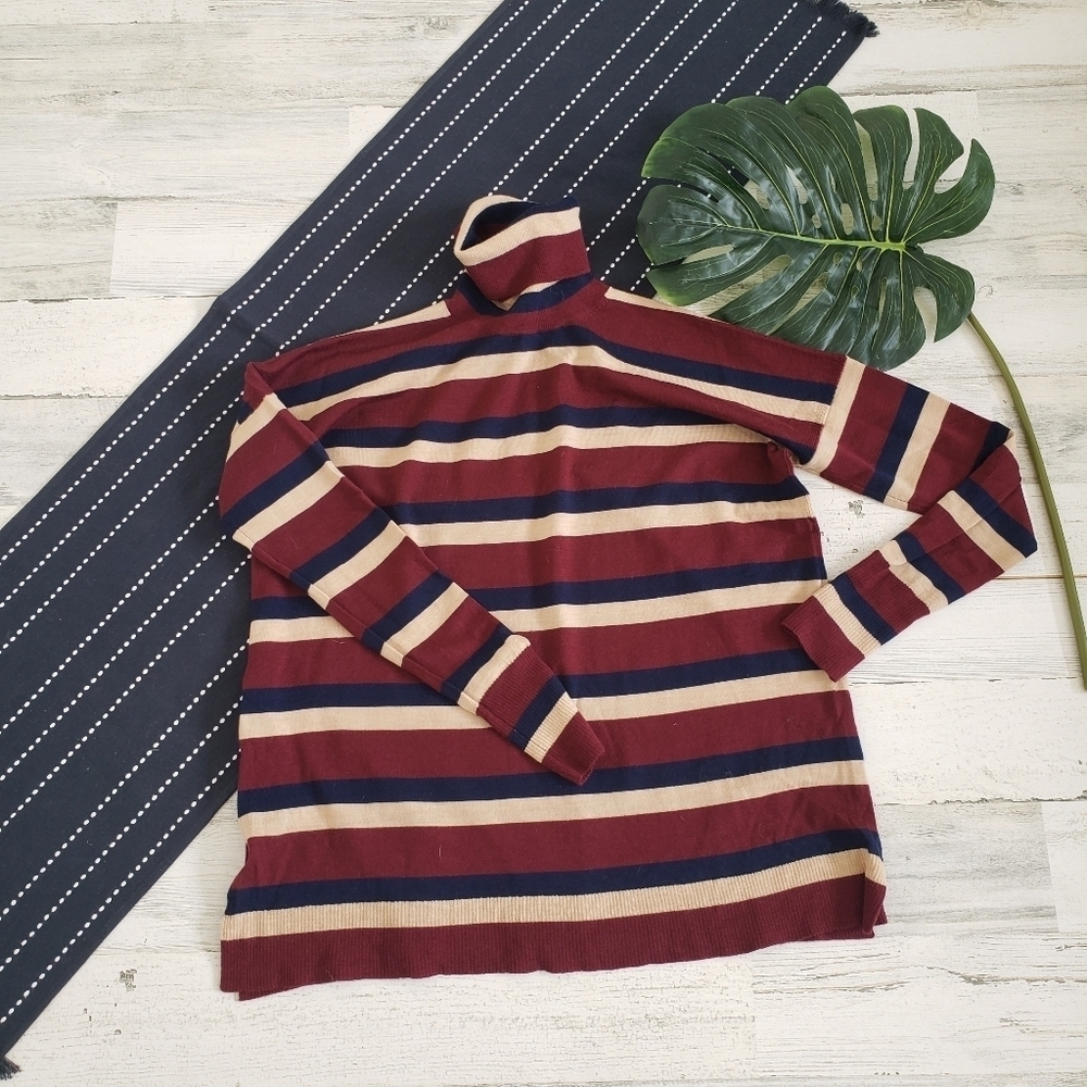 J.Crew 365 Merino Wool Striped Turtleneck Sweater Size Extra Small